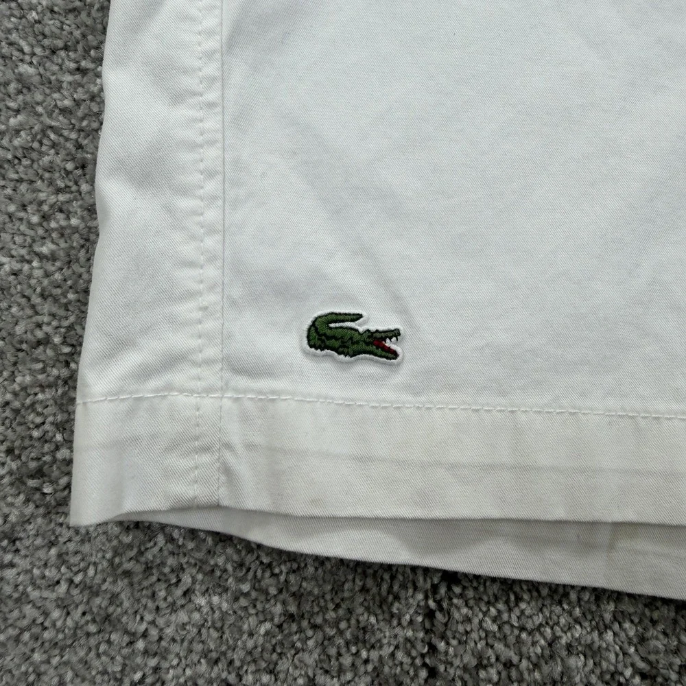 Lacoste Shorts Mens 36 White Classic Fit Chino Cotton 11in Logo Casual Summer